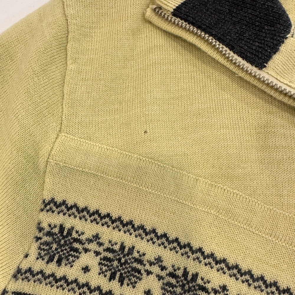 Free People Merino Wool Fair Isle Quarter Zip Sweater Womens Large Yellow Nordic - Picture 4 of 8
